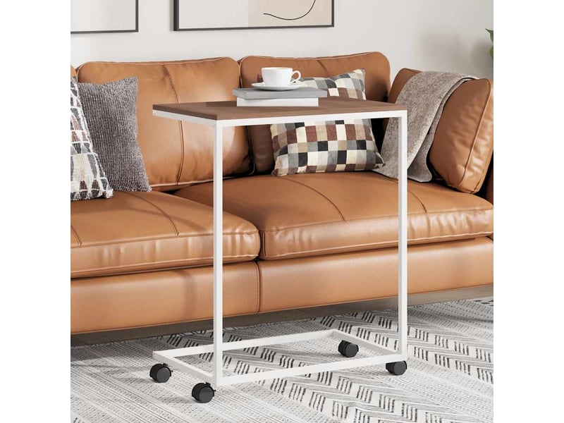 Table d'appoint | bout de canapé table basse avec roues blanc 55x35x70 cm bois d'ingénierie shl4469  - Conforama B