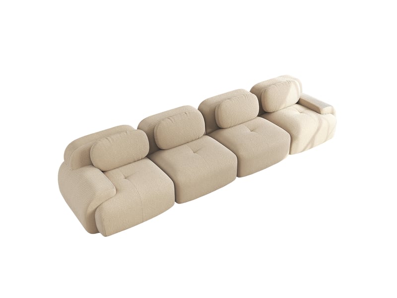  Canapé modulable 4 places modenvie sans cadre en velours côtelé beige 388 x 103 x 70 cm  - Conforama A