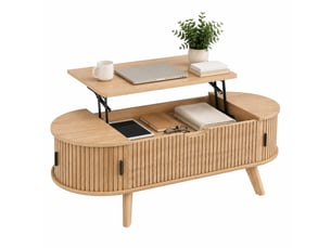 Table basse ovale coloris naturel <strong>WISHDOR</strong> <strong></strong> - 50 cmx110 cm