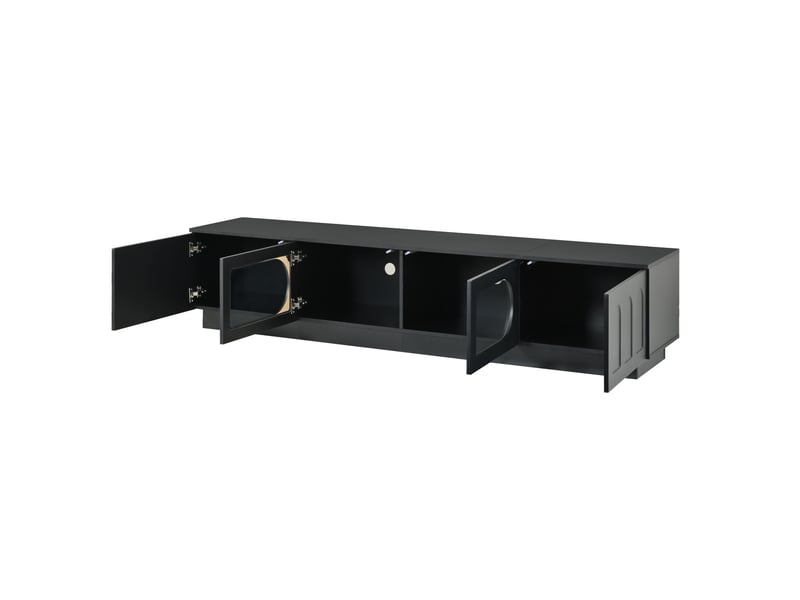 Meuble tv 4 portes avec led pilotée par application 200x40x42 cm noir - Conforama E