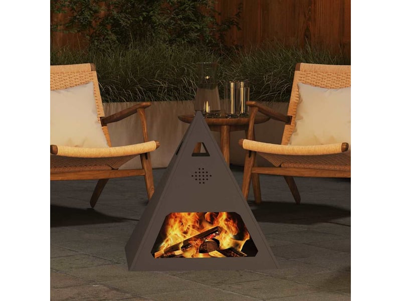  Brasero exterieur, foyer camping noir 50x50x51 cm acier patiné  - Conforama D