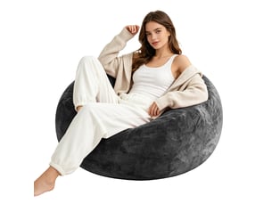 Fauteuil pouf convertible pliable gris foncé 100 x 100 cm, pour lecture et couchage d'appoint à domicile