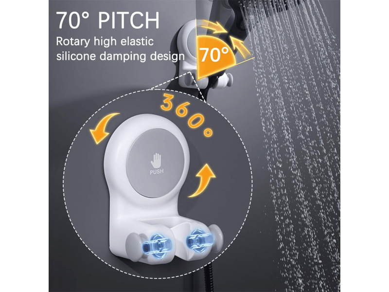  Support de douchette rotatif 360° ventouse - fixation sans percage universelle pour pommeau de douche  - Conforama C