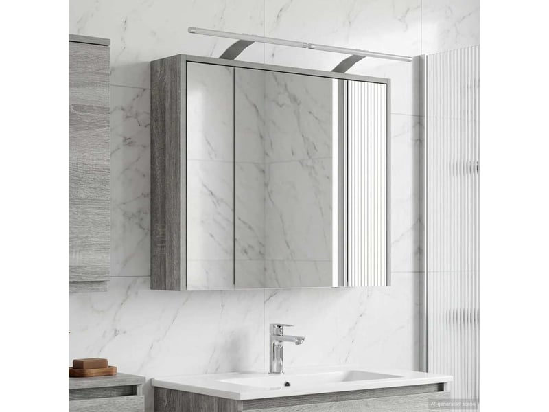 Armoire miroir salle de bain, meuble de rangement gris sonoma 73.5x16x62.5 cm shl6237 - Conforama B