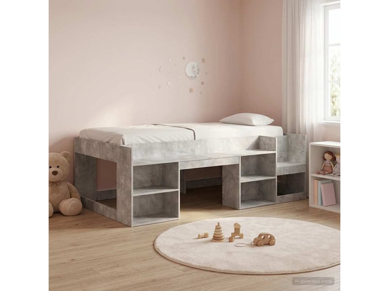  Cadre de lit pour enfants - lit jeune avec rangement gris béton 80 x 200 cm  - Conforama B