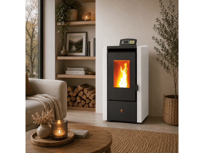  Poêle à granulés étanche emma 6 kw + télécommande - blanc  - Conforama E