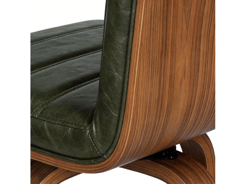  Lot de 2 tabourets de bar pivotants 48x40x90 cm polyuréthane, pieds et repose-pieds, bois,  couleur vert, design vintage  - Conforama D