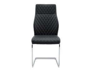 Chaises de salle à manger 2 pièces, motif losange noir, dossier haut + assise rembourrée, cadre métal argenté, antidérapant et résistant, idéal pour restaurant