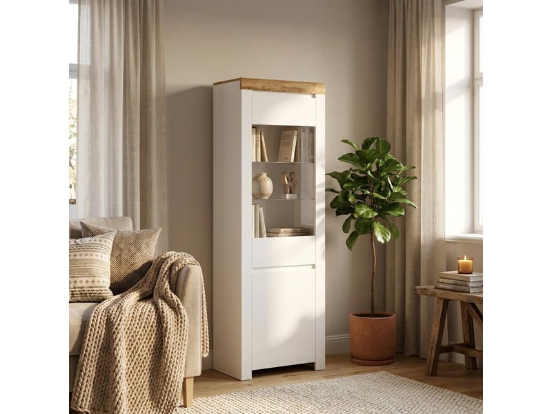  Vitrine haute holten avec porte et étagères en verre  - Conforama B