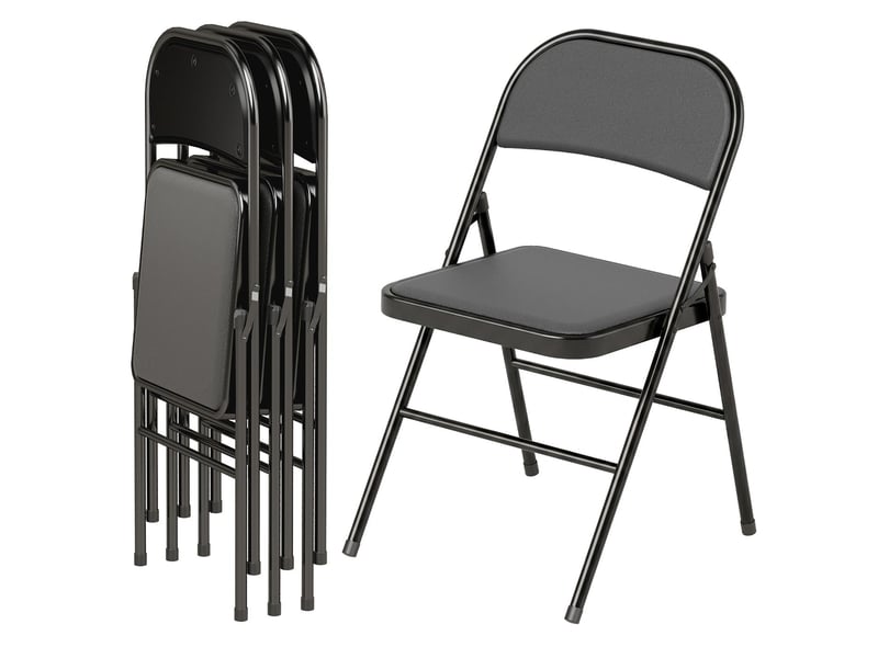  Lot de 4 chaises pliantes en similicuir et acier noir 45 x 46 x 78 cm  - Conforama B