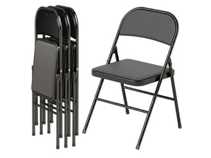 Lot de 4 chaises pliantes en similicuir et acier noir 45 x 46 x 78 cm