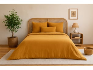 Parure de lit uni gaze de coton - 140x200 moutarde