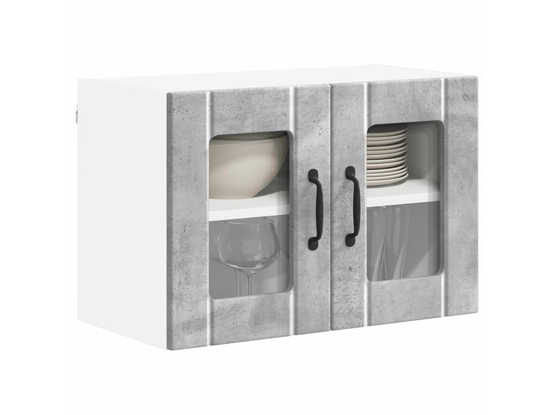 Meuble mural de cuisine, cabinet en verre mural gris béton 60x31x40cm shl5957 - Conforama C