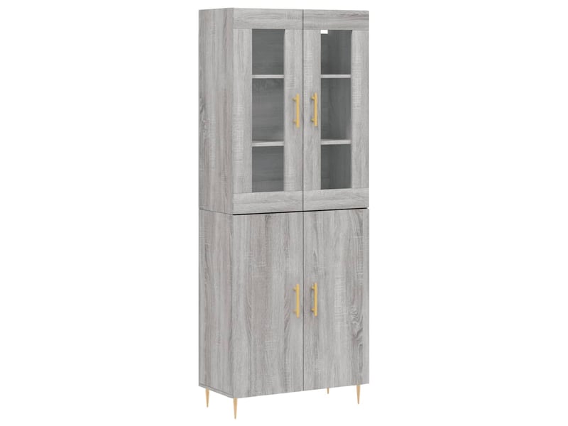  Buffet haut - bahut - meuble de rangement sonoma gris 69,5x34x180 cm bois d'ingénierie  - Conforama A