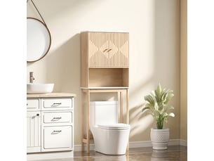 Meuble wc dessus de toilette meuble toilettes wc rangement avec placard à double porte 66 x 25 x 168 cm étagères, chêne
