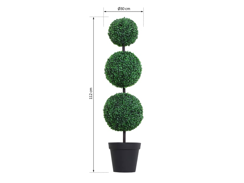  Buis artificiel topiaire artificielle en forme de boules dim. Ø 30 x 112h cm vert  - Conforama E