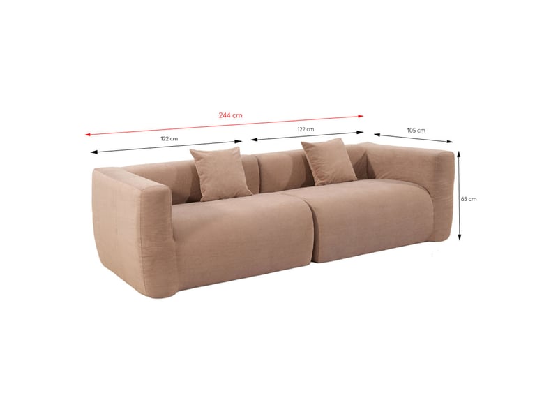  Canapé compressé 4 places en tissu effet laine texturée taupe bolton  - Conforama C