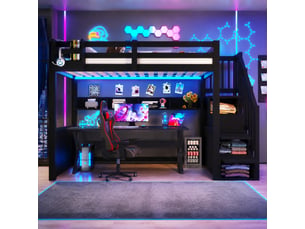 Lit mezzanine 90x200 cm <strong>MODENVIE</strong>  <strong></strong> coloris noir