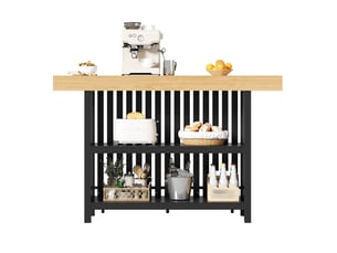 Desserte bar bicolore en mdf avec repose-pieds et 2 étagères, 160 × 40 × 105 cm, pour cuisine et séjour