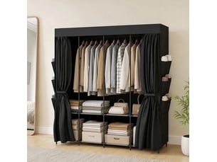 Armoire en tissu 170x45x167 cm portable noire