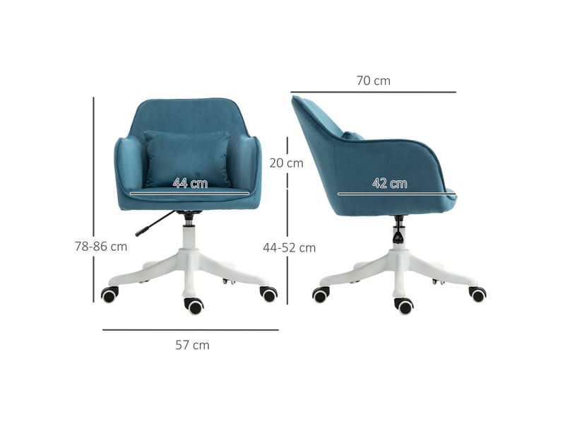  Fauteuil de bureau, chaise bureau, polyester, 55x70x86cm, bleu  - Conforama E