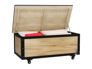 Boîte de rangement de jardin 121 l avec roues, en bois de sapin naturel, résistant aux intempéries, 100x50x43 cm