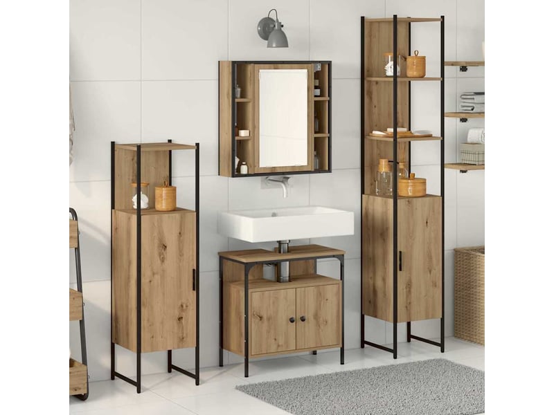 Ensemble de mobilier de salle de bain 4 pc chêne artisanal cf64505 - Conforama B
