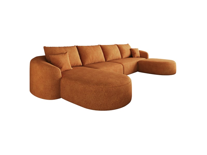  Canapé panoramique en u 5 places modulaire sans montage, mousse haute élasticité en chenille orange, 336 × 168 × 85 cm  - Conforama A
