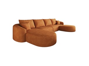 Canapé panoramique en u 5 places modulaire sans montage, mousse haute élasticité en chenille orange, 336 × 168 × 85 cm