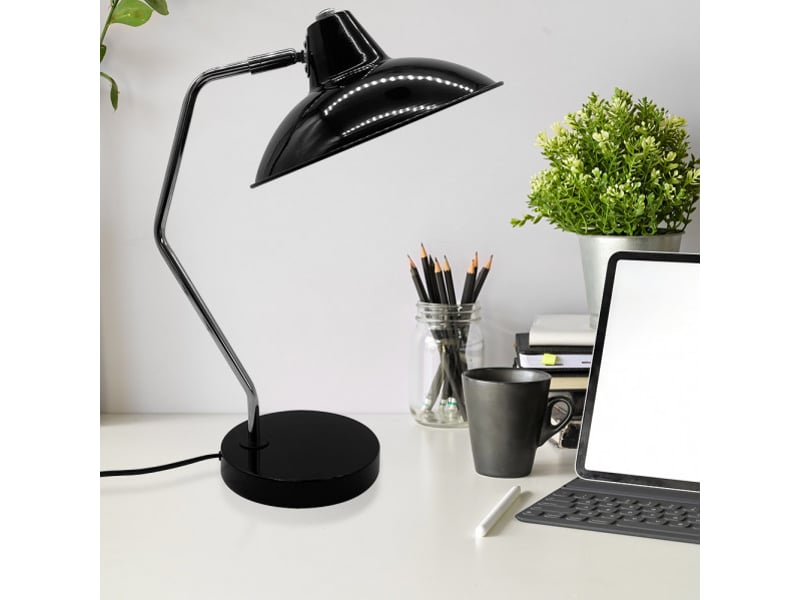  Lampe de bureau fabrilamp elian noirchromé 1 x e27 articulée orientable 44x24x35 cm 161571009 - Conforama C