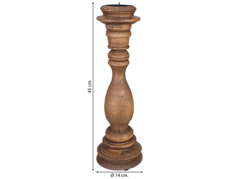  Chandelier en bois, finition artisanale marron, 14 x 14 x 45 h cm  - Conforama C