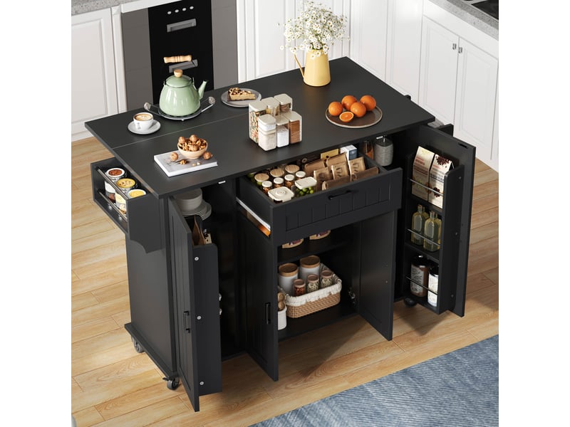 Desserte 4 portes 1 tiroir coloris noir mdf desserte noir - Conforama E