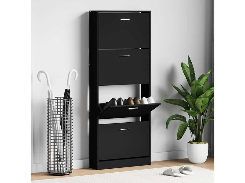  Meuble à chaussure, armoire à chaussures noir 59x17x150 cm bois d'ingénierie  - Conforama B