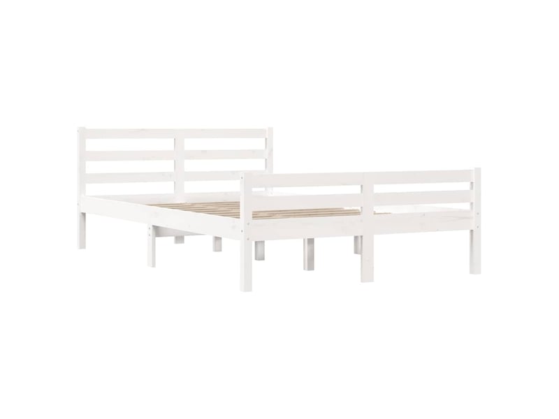  Lit double- lit adulte -  cadre de lit sans matelas blanc bois massif 150x200 cm  - Conforama C