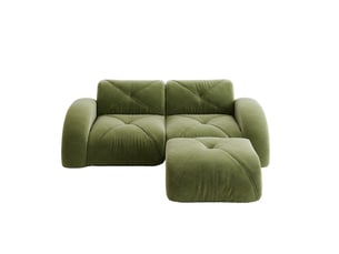 Canapé d'angle compressé réversible fixe <strong>MAISENTIEL</strong> <strong></strong> 2 places Tissu Vert