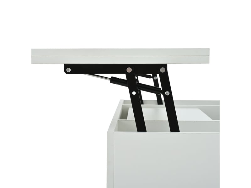  Table basse relevable et extensible avec rangement et led, 100 x 50 x 51,5 cm, blanc  - Conforama R