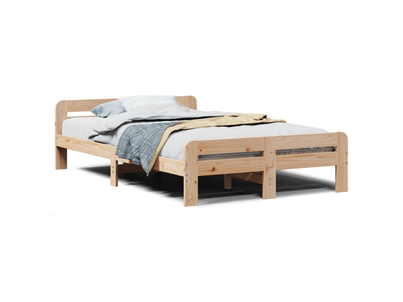  Lit double- lit adulte -  cadre de lit sans matelas 120x190 cm bois de pin massif  - Conforama A