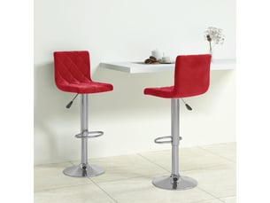 Lot de 2 tabouret de bar, chaise de bar rouge bordeaux velours shl93800