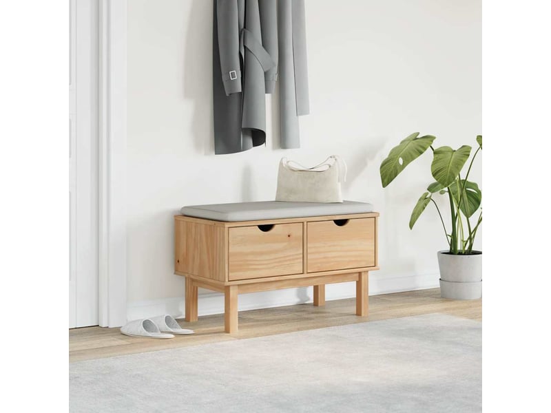  Banc de couloir, banc de rangement otta 80x40x45 cm bois de pin massif  - Conforama C