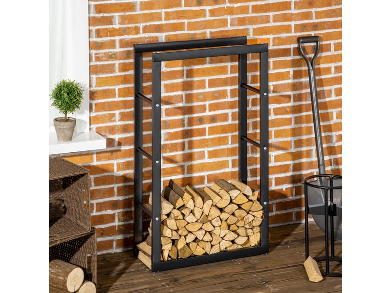  Porte-bûches vertical en métal, charge 100 kg, intérieur et extérieur, 60 x 25 x 100 cm  - Conforama C
