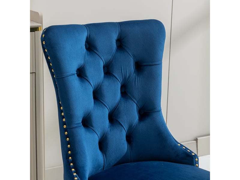  Lot de 2 chaises de salle à manger en velours bleu W3223P414203 - Conforama D