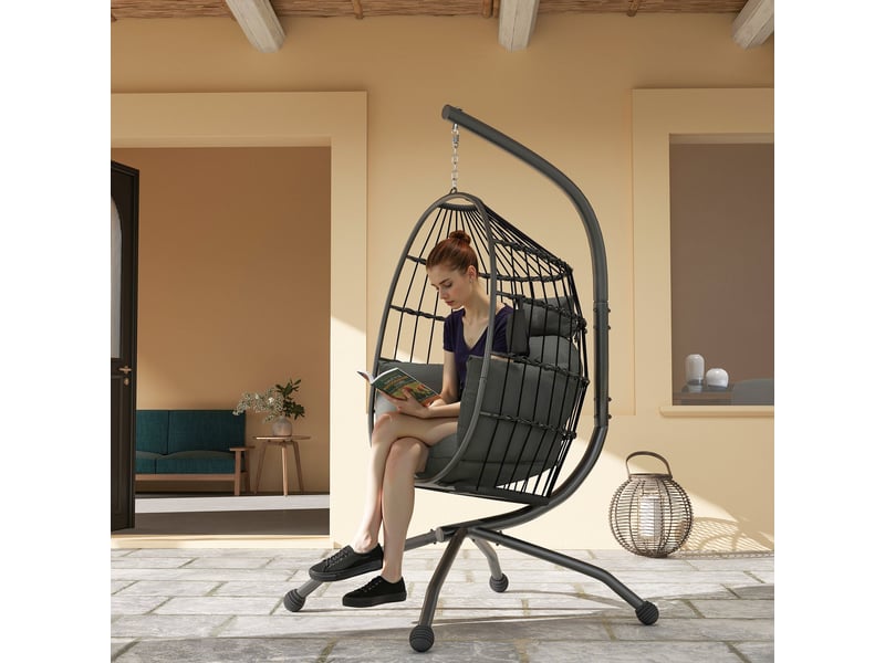 Fauteuil Suspendu Relax 80 Cm Blanc – Panier Balançoire Coton Tressé Avec Gros Coussin Confortable Intérieur & Extérieur