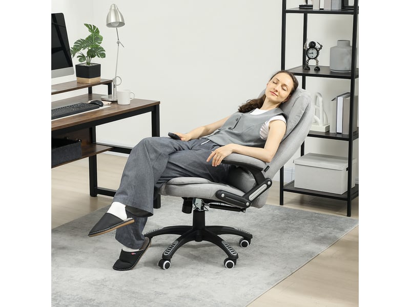  Fauteuil de bureau massant et chauffant, chaise de bureau, polyester, 72x68x120cm, gris clair  - Conforama C