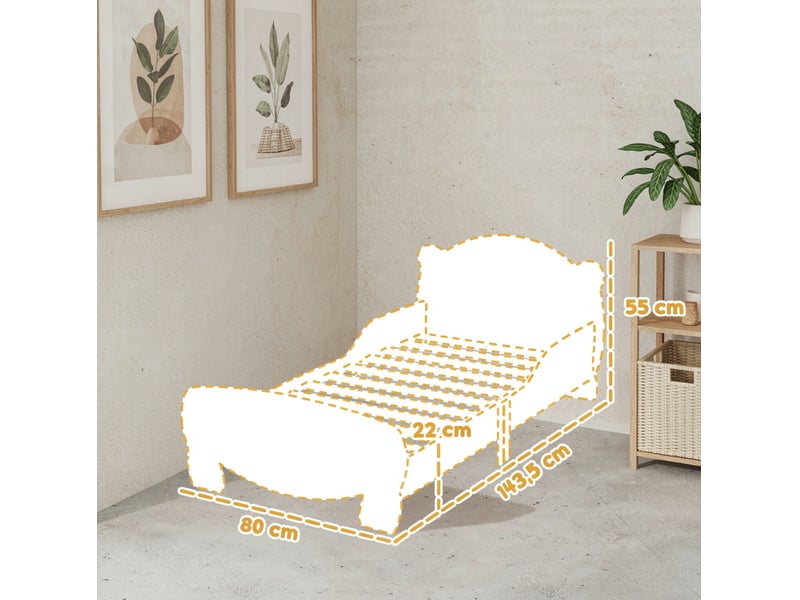 Lit enfant 70 x 140 cm en mdf avec barrières de sécurité bois naturel chicfurn - Conforama D