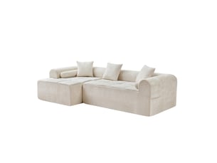 Canapé d’angle,263x132,5x68 cm,4 places avec poche latérale,chenille,beige