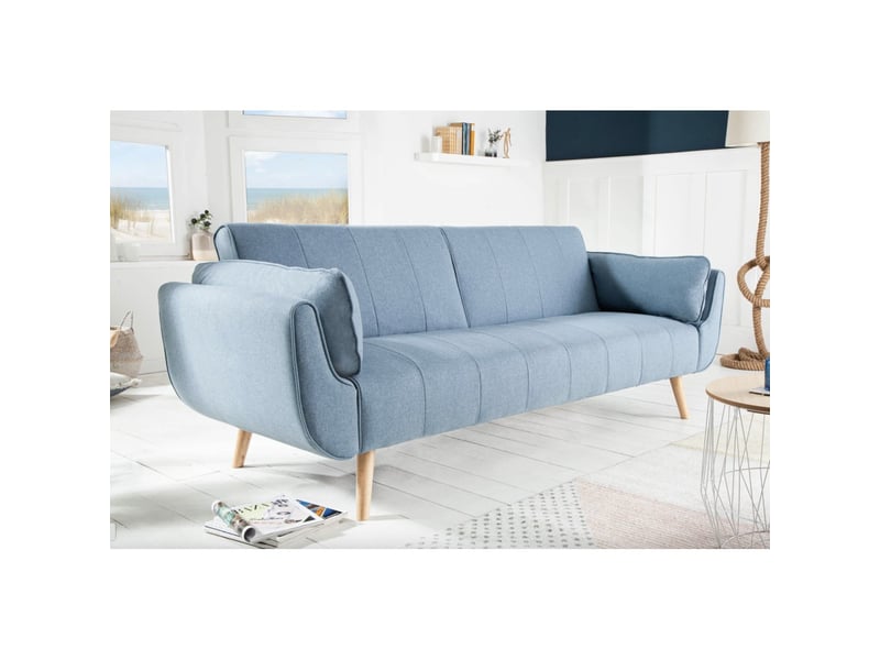 Canapé droit danna bleu clair – canapé scandinave convertible en tissu - Conforama B