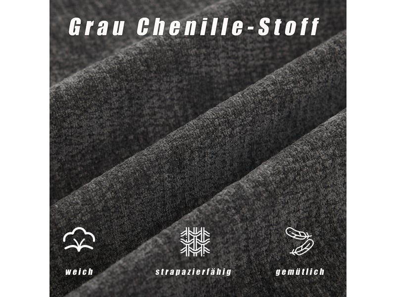  Canapé 2 places en tissu chenille gris foncé avec rangement latéral et accoudoirs rembourrés  - Conforama R