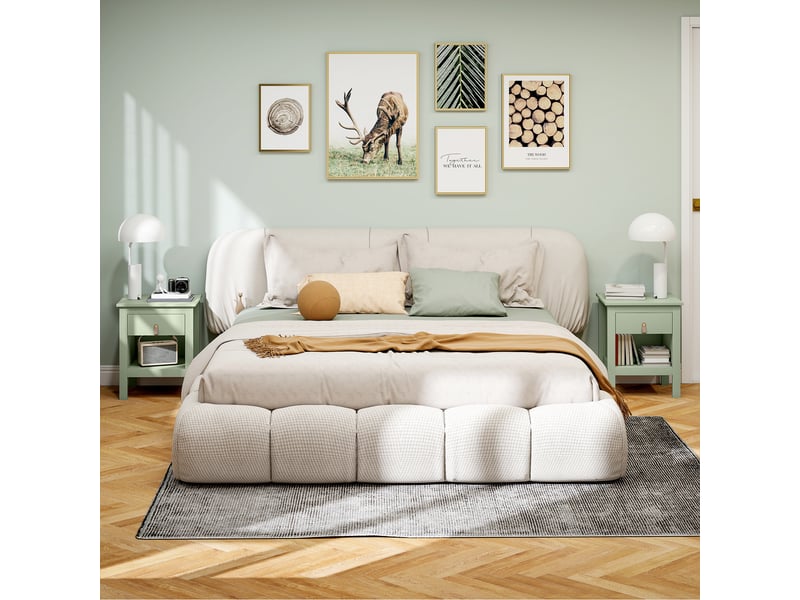 Lot de 2 tables de chevet avec tiroir et compartiment ouvert, 45 x 40 x 55 cm, vert - Conforama C