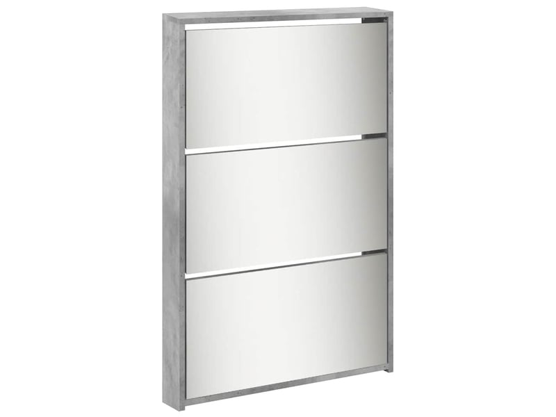  Meuble à chaussure, armoire à chaussures miroir 5 niveaux gris béton 63x17x169,5 cm  - Conforama D
