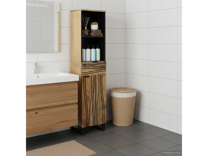  Armoire de salle de bain, cabinet de salle de bain naturel 38 x 33 x 160 cm cf65116  - Conforama B